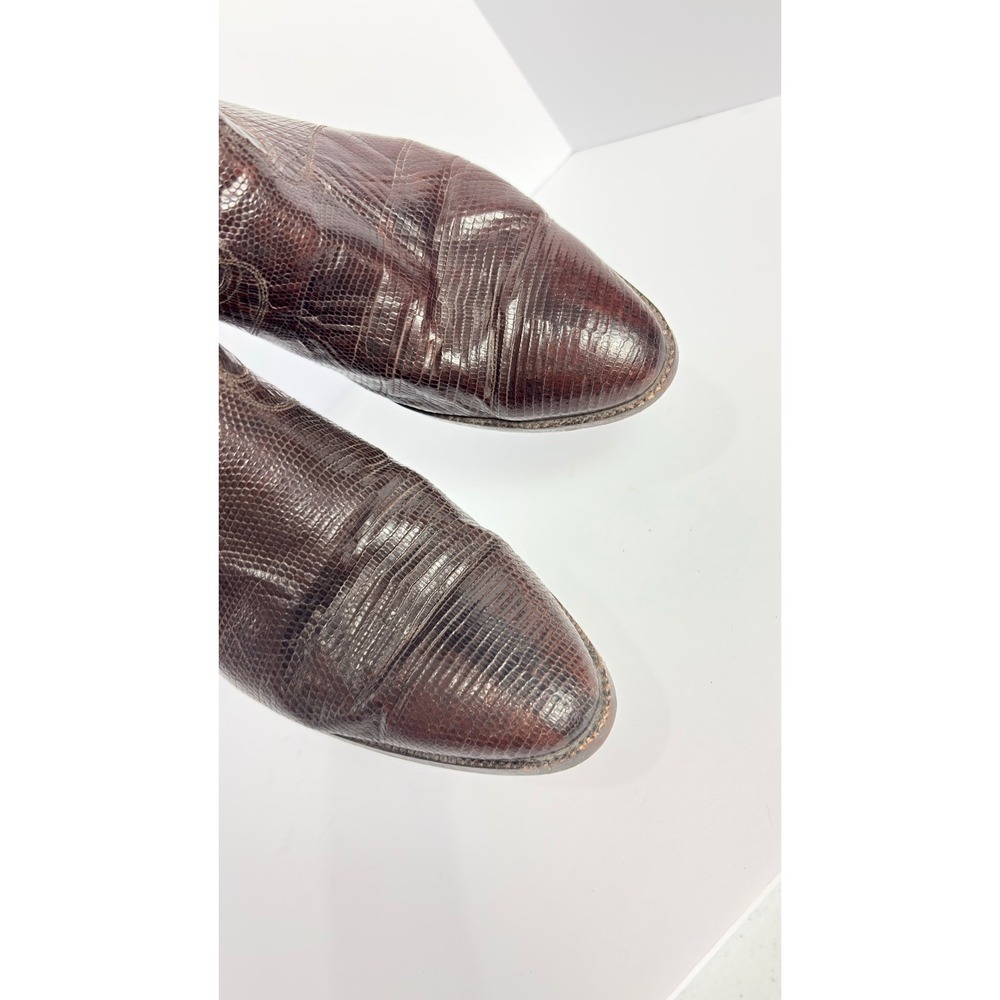 Men's Brown Leather Western Cowboy Boots - Picture 3 of 7